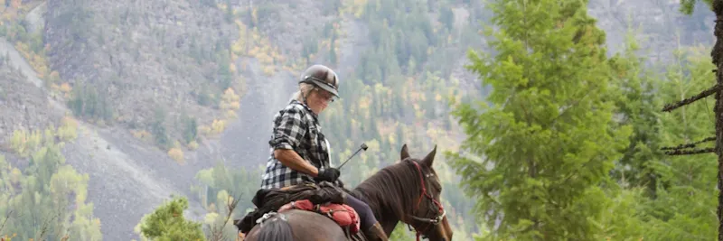 Cavaliers en balade dans une forêt en automne