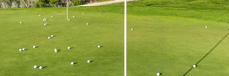 Moniteur de golf enseignant sur le practice