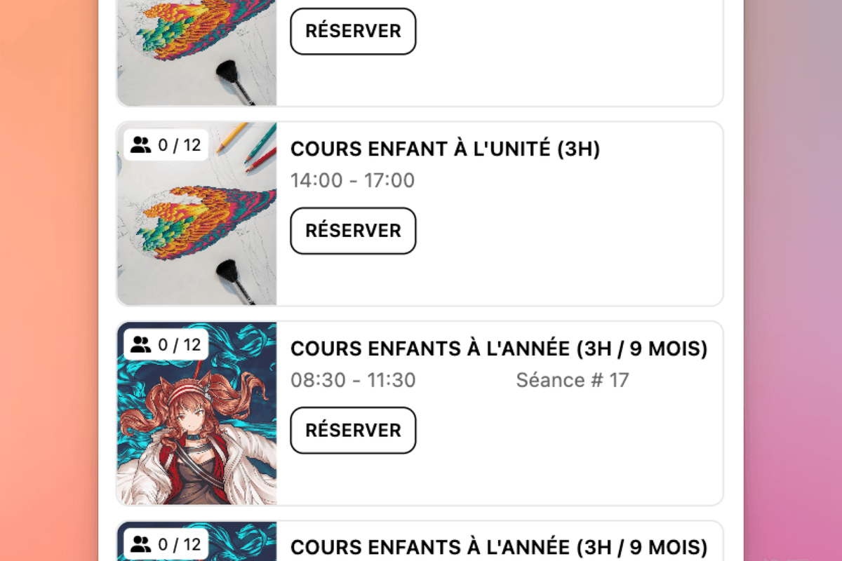 Réservation en ligne