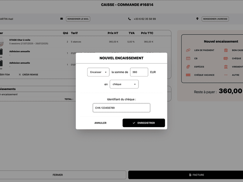 Caisse Izidoor - encaissement