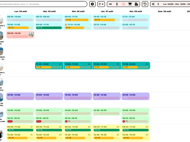 Planning Izidoor - vue semaine