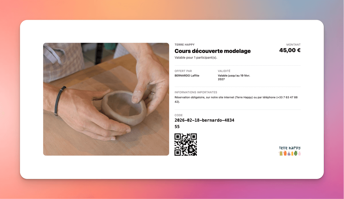 Bons cadeaux Izidoor pour studio de yoga