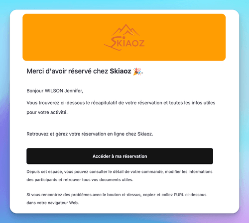 Email de confirmation automatique Izidoor