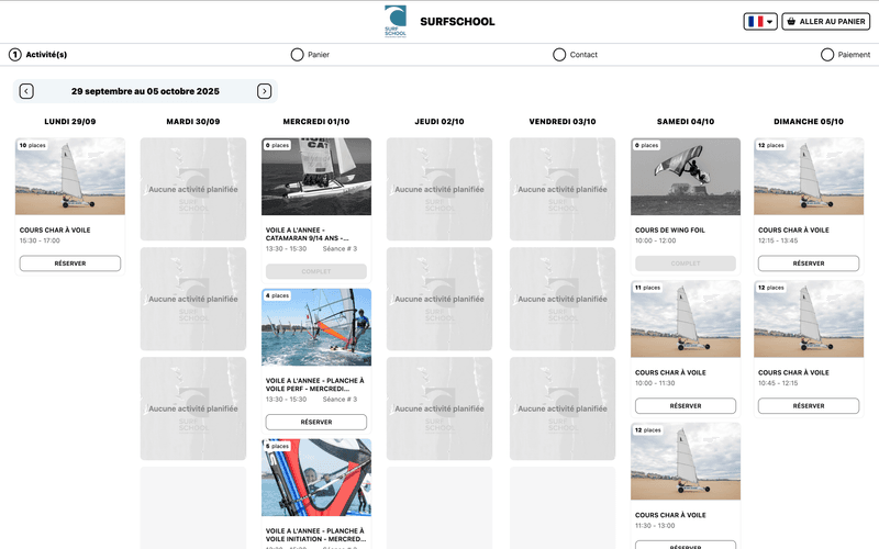 Module de réservation en ligne Izidoor pour stages de tennis
