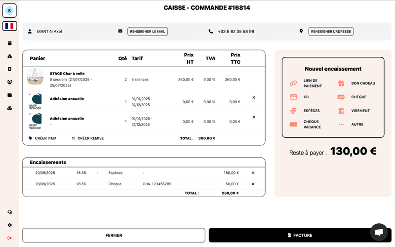 Acomptes configurables